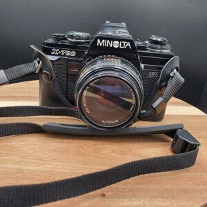 Minolta X-700 35mm SLR Camera & MD Rokkor-X 50mm f/1.7 Lens with Leather Case